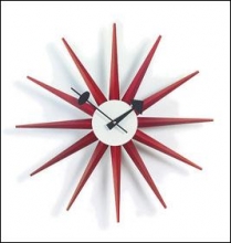 George Nelson Sunburst Clock - Red